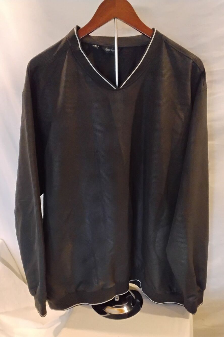 Walter Hagen Golf Men's Pullover Windbreaker Jacket Black XXL V Neck Long Sleeve